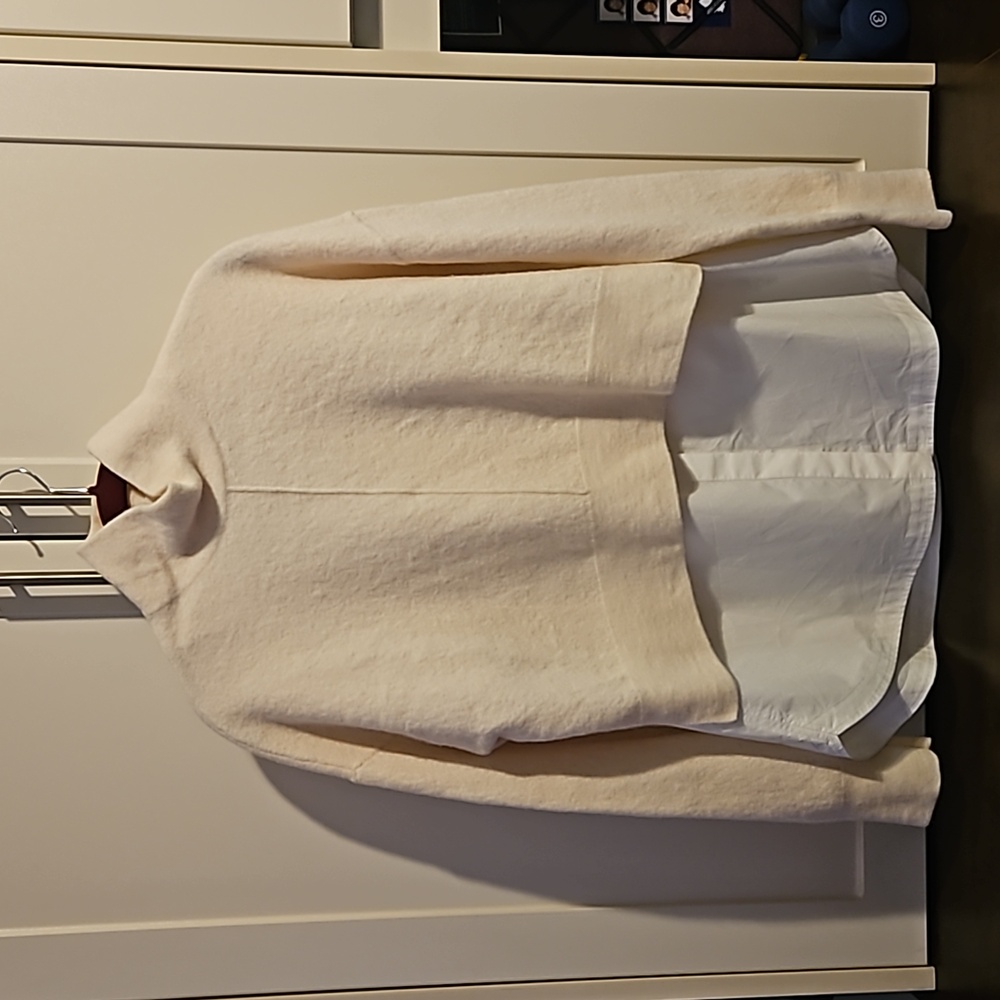 All Saints 2 pc sweater blouse set - cream with white shirt